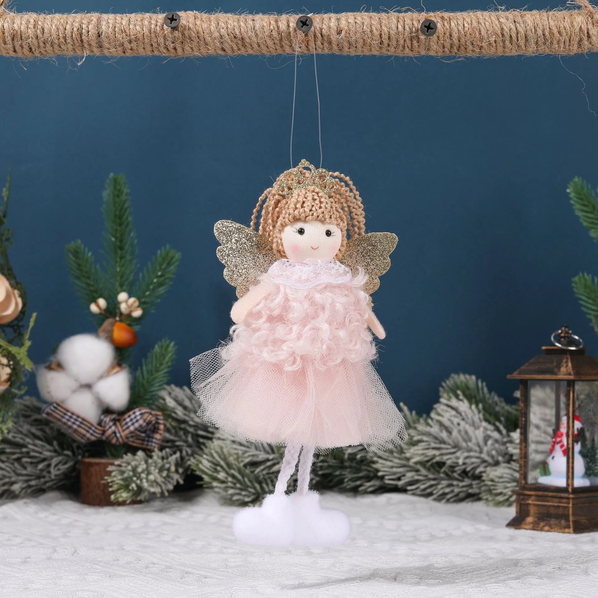 Cartoon Christmas angel girl fabric pendant for high ponytail hair decoration.
