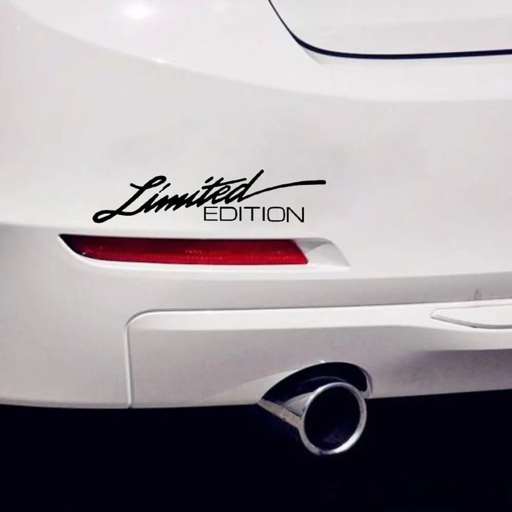 Reflective plastic bumper sticker showing Black, White, and Colourful design options, scale showing 16cm length.