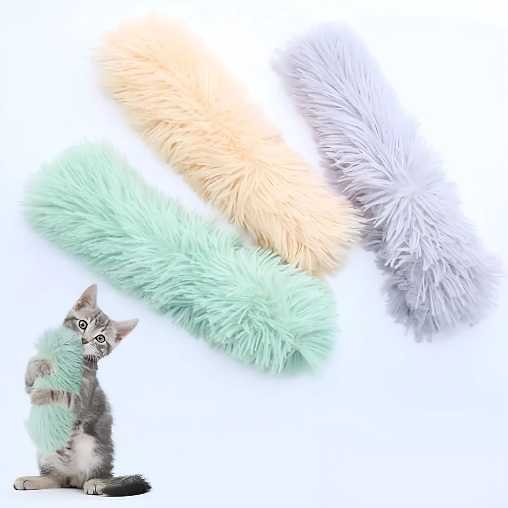 Colourful soft plush cat toy pillows with crinkle sound and catnip filling for indoor cats.