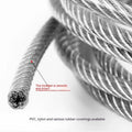 304 stainless steel security cable with PVC coating in multiple diameter options for anti-theft protection