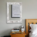 Wall-mounted rectangular mirror with a Little White MDF frame in retro Chinese style.