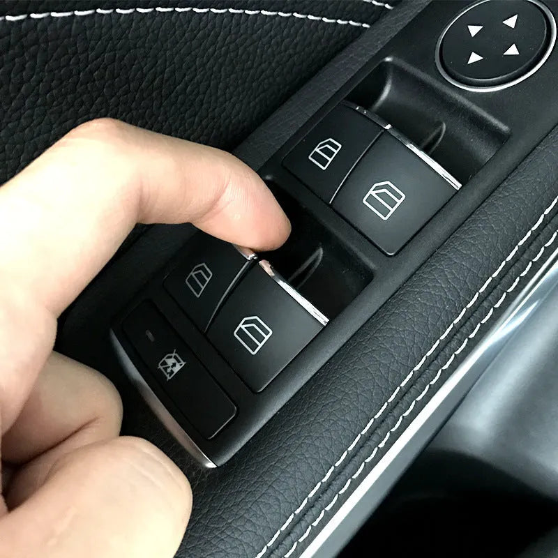 Black glitter decorative stickers for car window lift buttons with ABS plastic construction