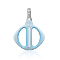 Blue pet nail clippers with safety positioning hole and stainless steel blade for cat grooming