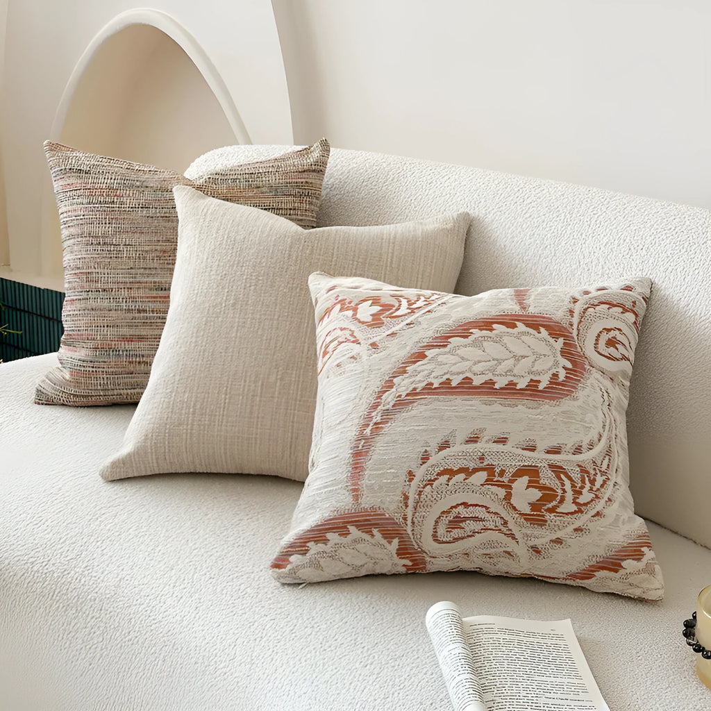 American-style jacquard paisley pillow cover in amber colour, 45x45cm, for sofa backrest