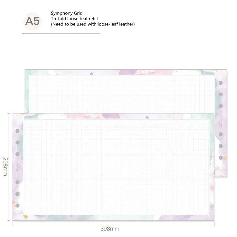 Handbook loose-leaf refill with floral monthly plan sheets in fold-out A7 design