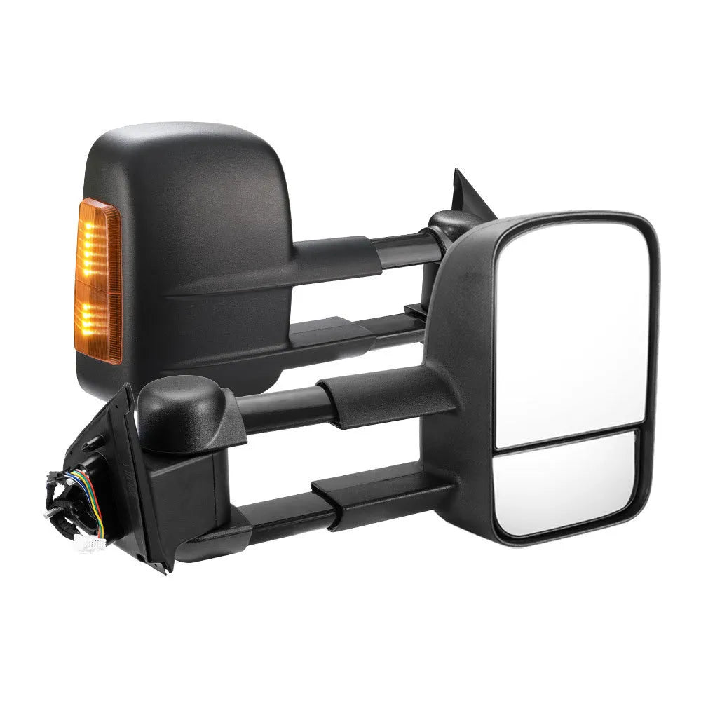 Black electric exterior rear view mirror for Nissan NP300 D23 with integrated indicator light