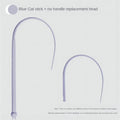 Blue silicone mouse tail cat toy with cat head design measuring 80cm in length