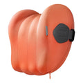 Grey and orange dual car pillow for head and lumbar support with memory cotton filling.