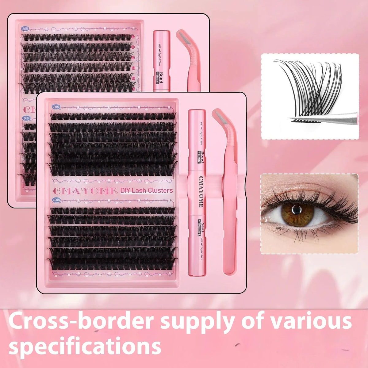 DIY single cluster artificial fibre false eyelashes in natural thick mixed split type design