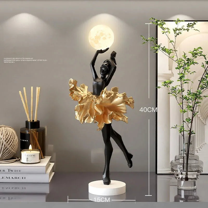 Art Girl atmosphere night lamp in resin with USB charging, showing colour options