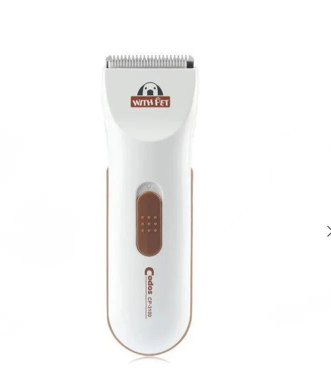 White pet hair clipper with ceramic blade for dogs and cats grooming