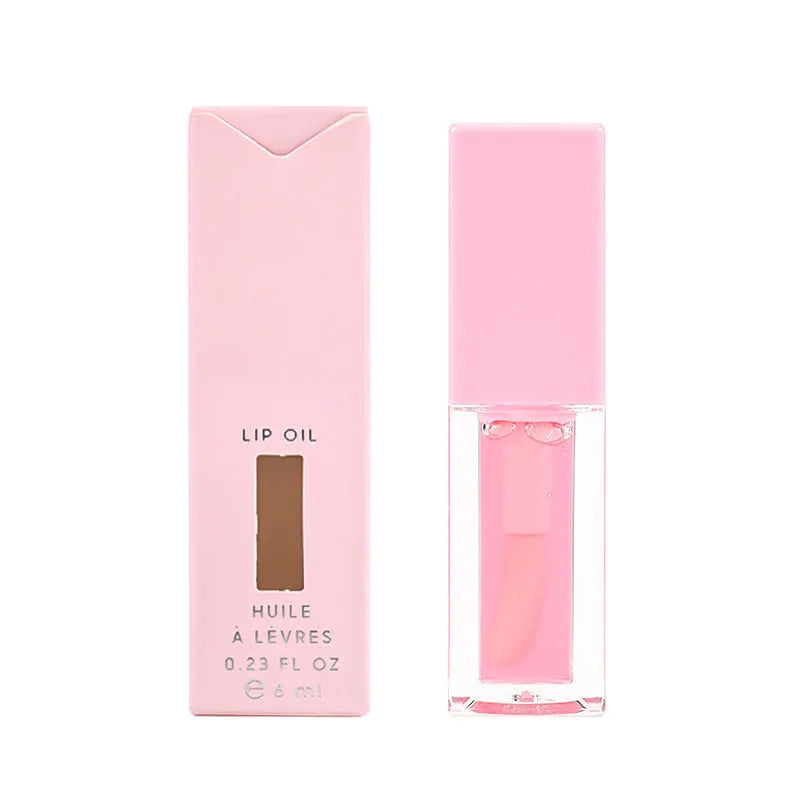 Six transparent lip gloss tubes in bird of paradise, cherry, coral, mango, strawberry, watermelon shades