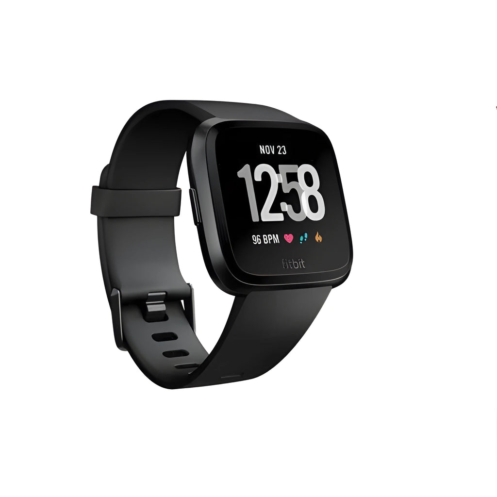 Black smart watch with heart rate monitoring and waterproof design on silicone wrist strap