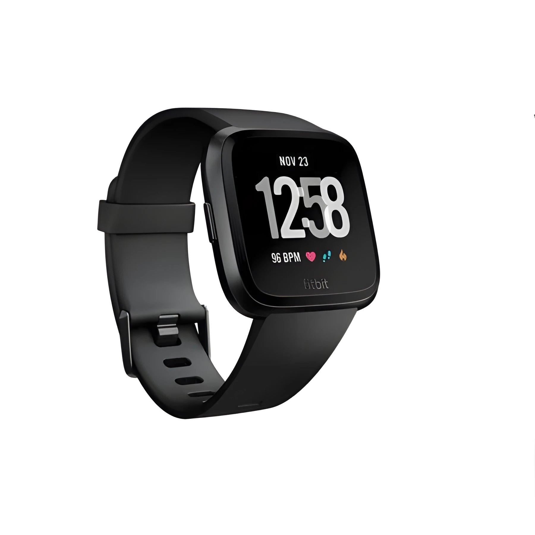 Black smart watch with heart rate monitoring and waterproof design on silicone wrist strap