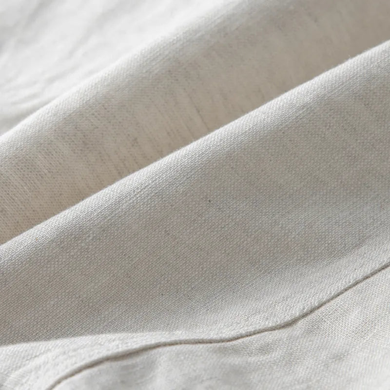 Men's loose fit linen casual jacket in solid colour with long sleeves