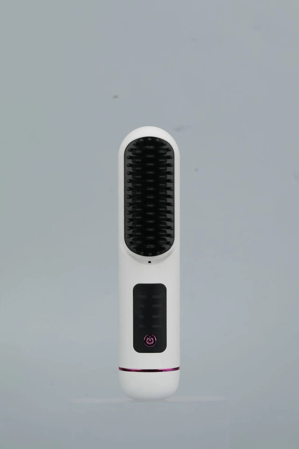 Negative ion straight hair comb in blue, grey, or white, made of ABS plastic.