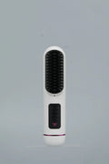 Negative ion straight hair comb in blue, grey, or white, made of ABS plastic.