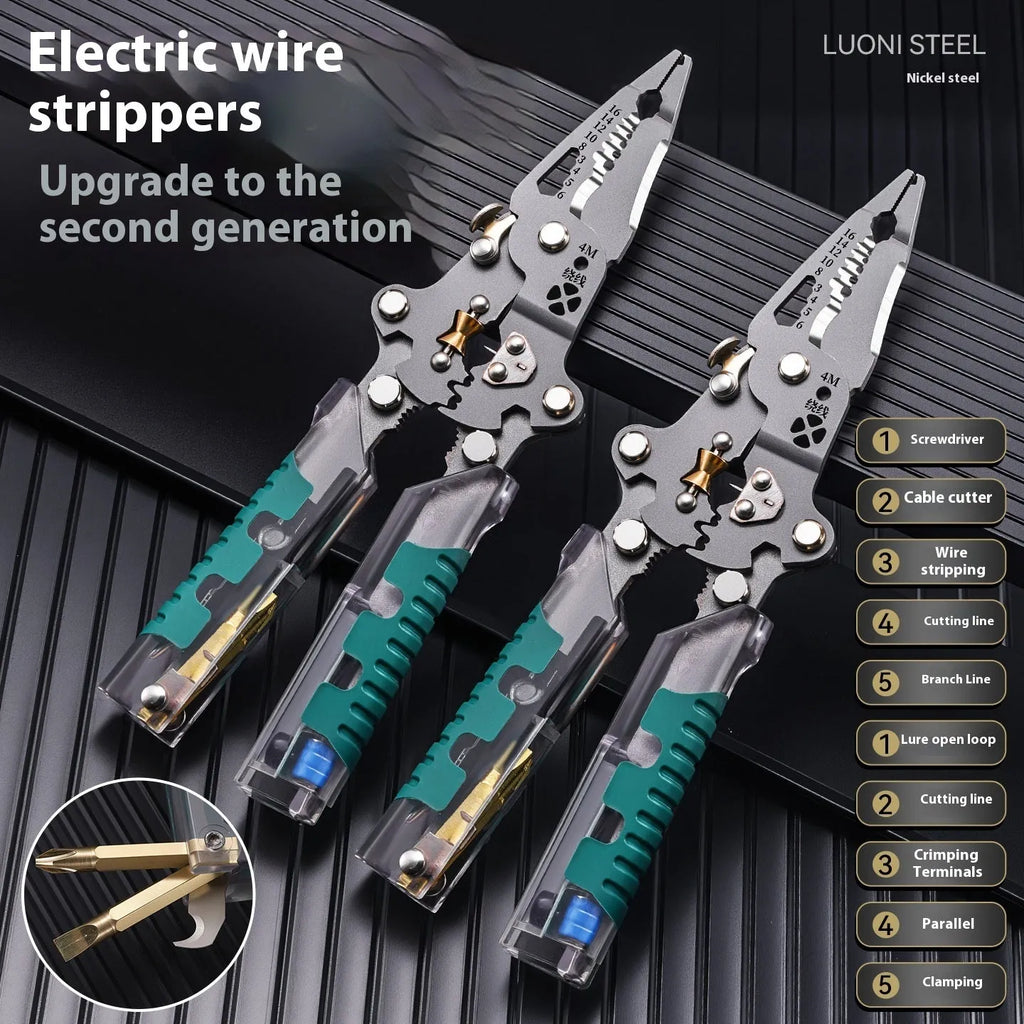 8.8-inch electricians' pointed pliers wire stripper tool with rust prevention features