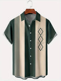 Men's loose fit plaid short-sleeved shirt with lapel collar in a choice of six colours