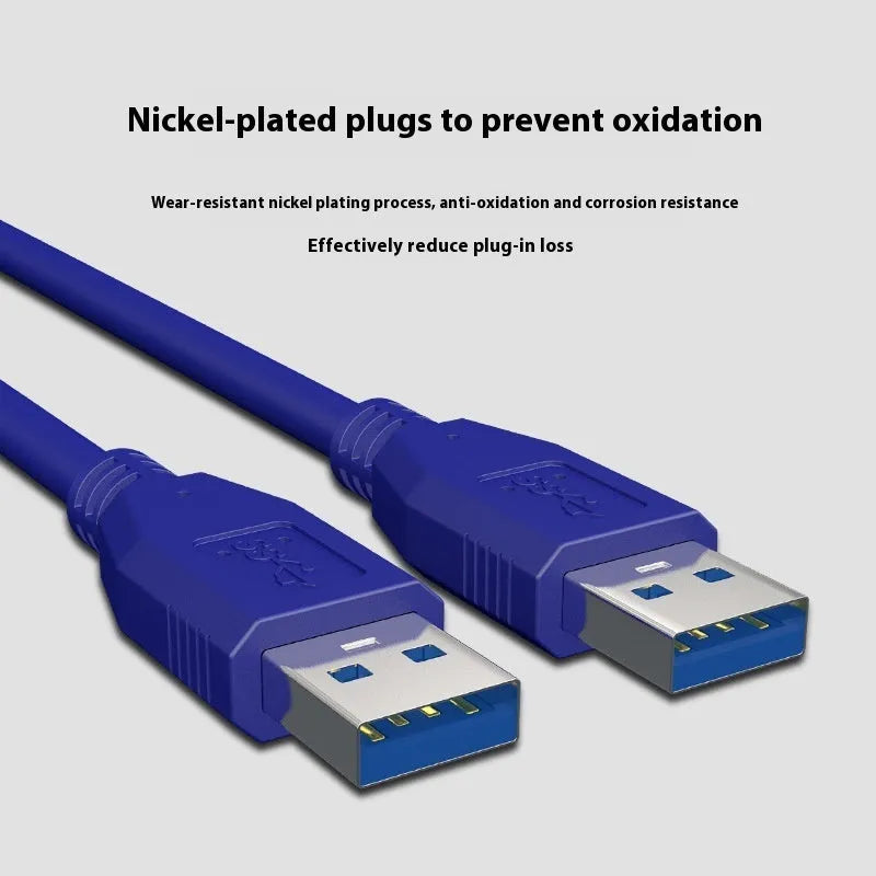 USB 3.0 data cable for mobile hard disk boxes with nickel-plated connectors.