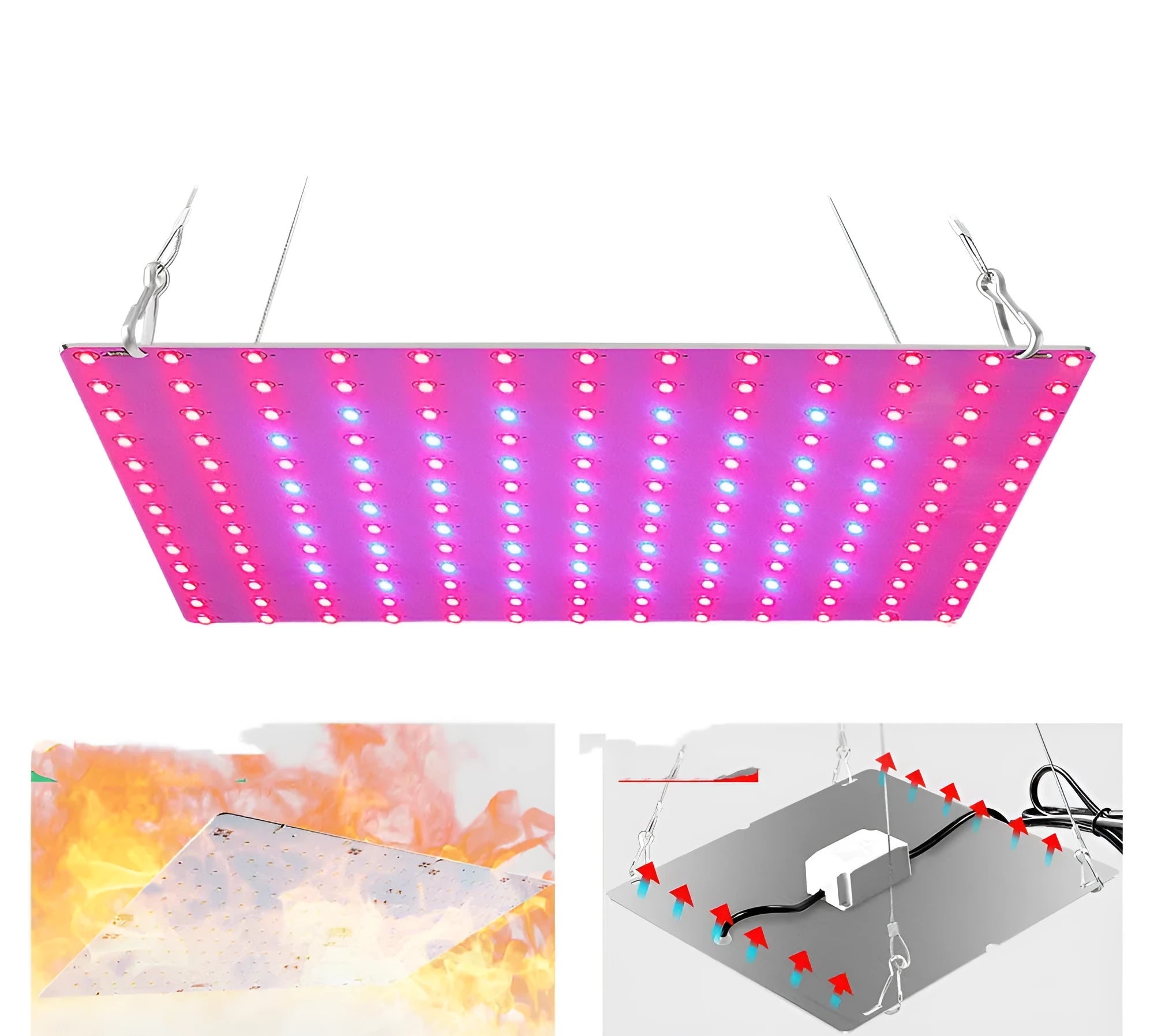 Indoor LED plant growth light with hook for hanging, aluminium shell, full spectrum for fruits and vegetables
