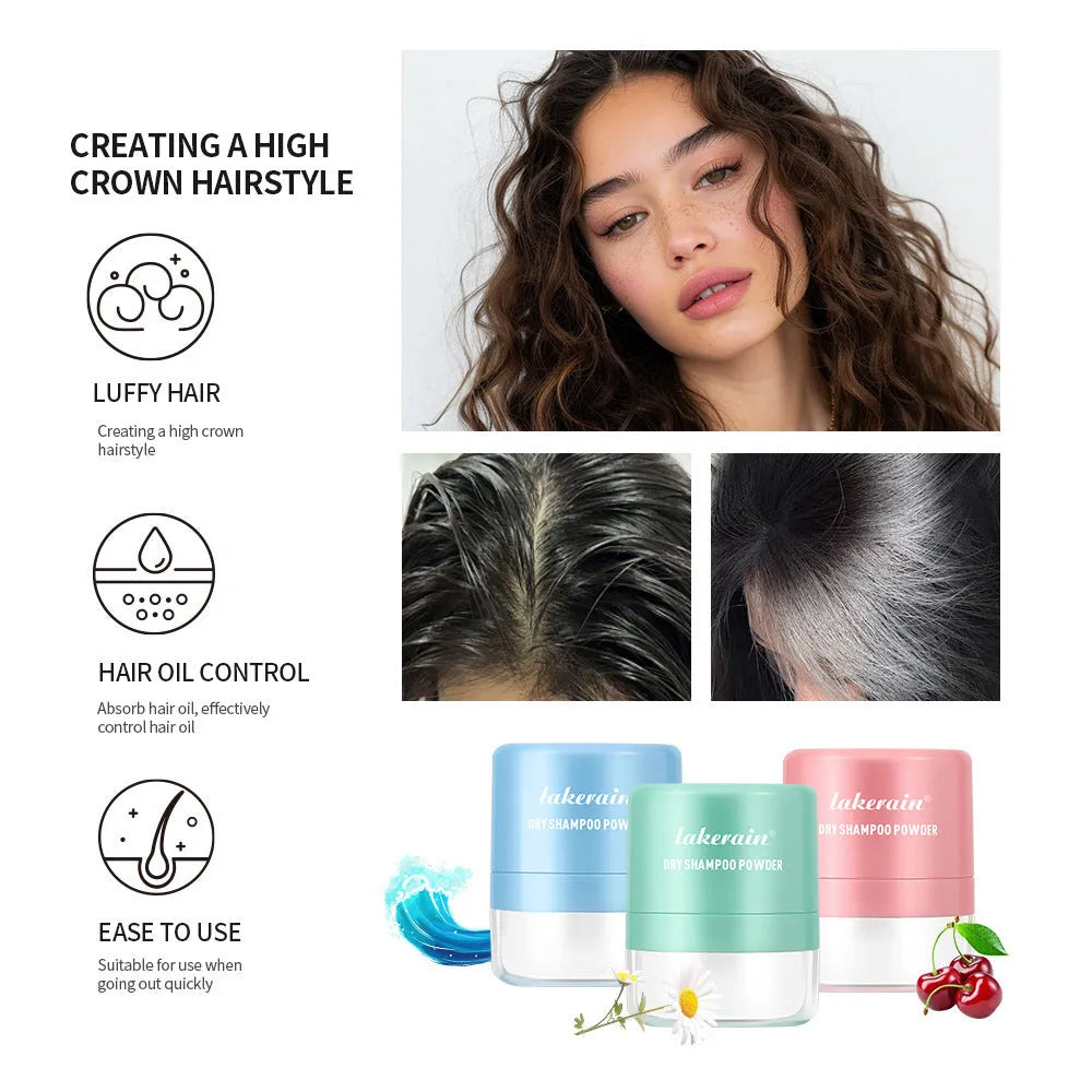 5g dry hair cleaning powder pack with sponge applicator and small mirror for refreshing bangs.