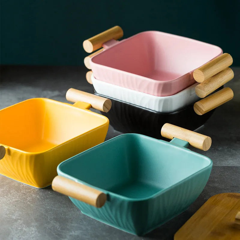 Creative irregular shaped porcelain bowl with matching lid in modern simple style