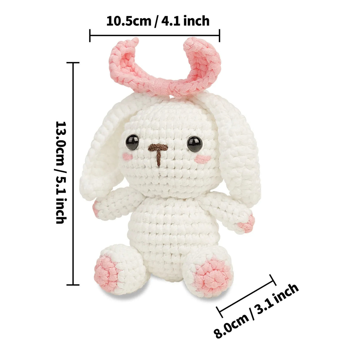 Lop eared rabbit wool DIY crochet suit in cartoon style, colour DY-0002-N, one piece for doll making