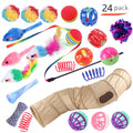 Multi-coloured plastic cat toy set with channel maze design for interactive pet play and enrichment