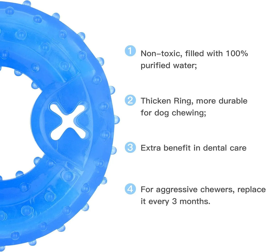Freezable cooling chew toy for dogs and puppies in bone and circle shapes