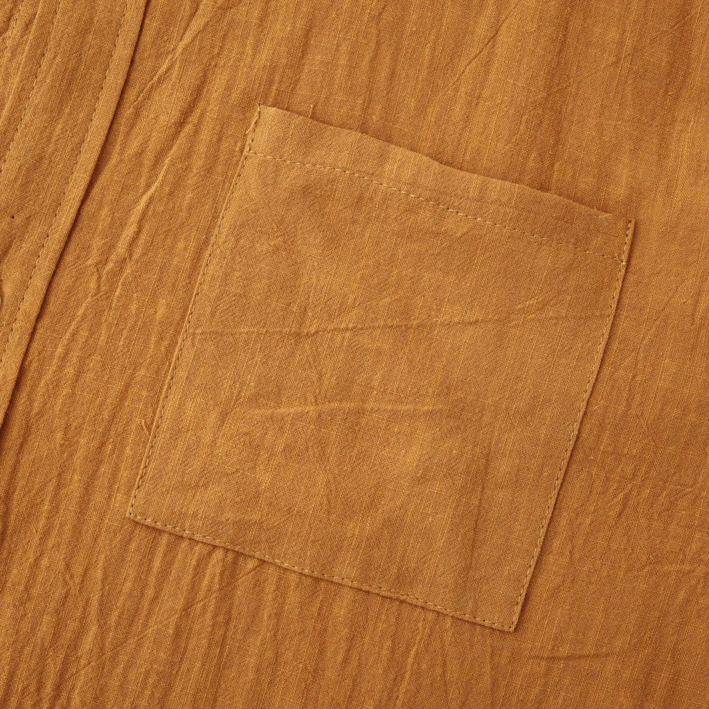 Men's slim-fit brown cotton blend long sleeve shirt on hanger