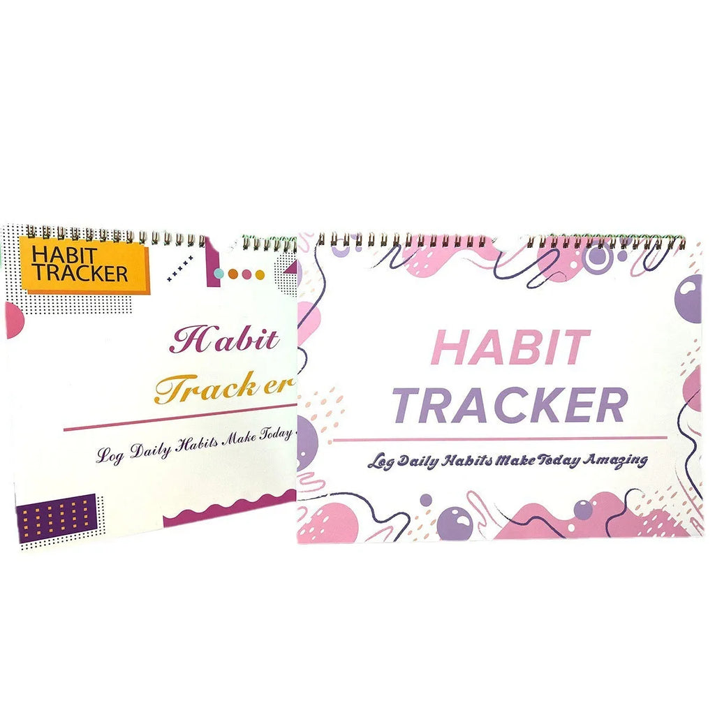English habit tracking book with 12 pages, 21x28cm, in flower white cover