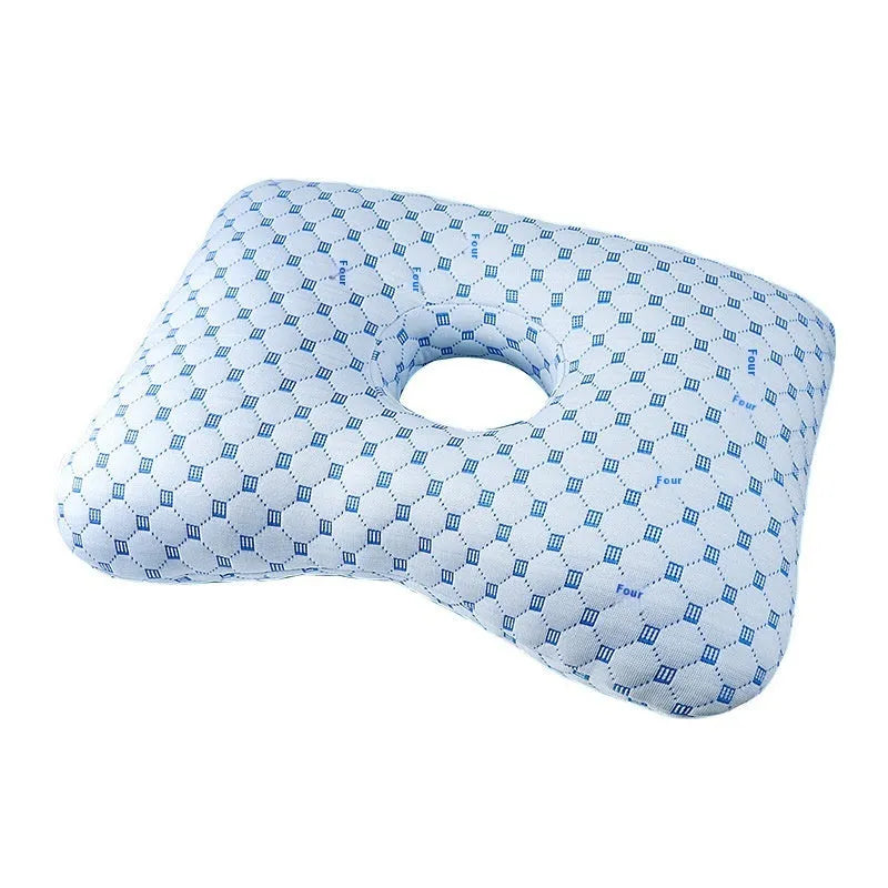 Beauty salon single hole ear pillow for adults in grey colour on a treatment bed.