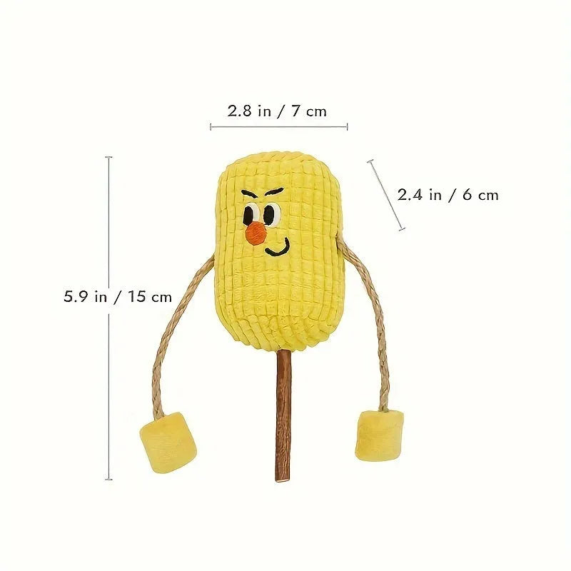 Corn cob shaped cat chew toy made from natural polio wood with catnip filling for dental hygiene