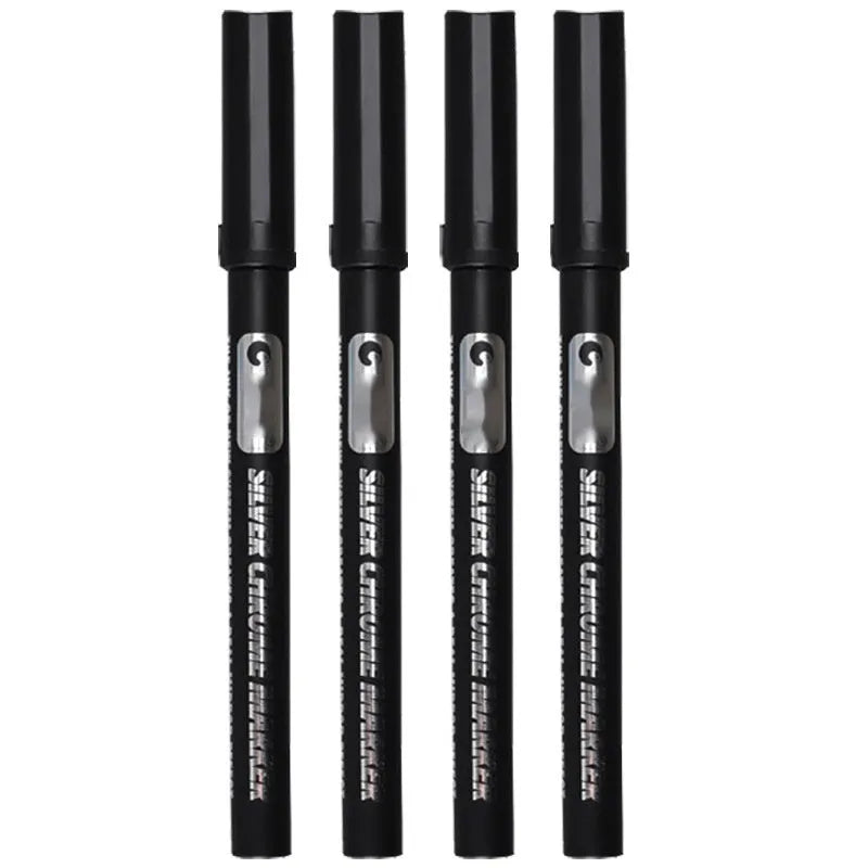 A plastic-bodied waterproof marker pen for writing on glass and mirrors, shown with a choice of 1mm or 2mm nib tip.