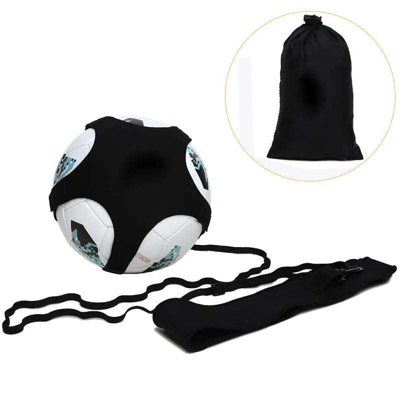 Black football juggling belt with a 2-metre cord for solo training drills.