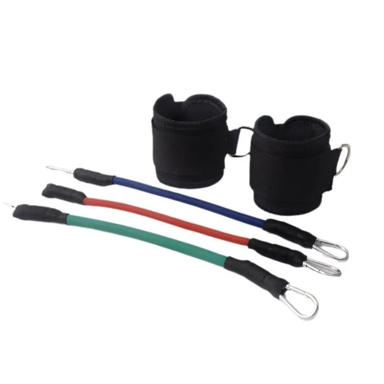 Black nylon taekwondo leg training pull rope set for explosive force development