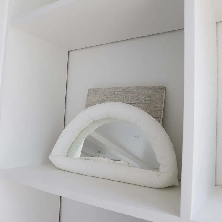 Hanging rectangular mirror with soft cotton-filled fabric surface in solid colour option
