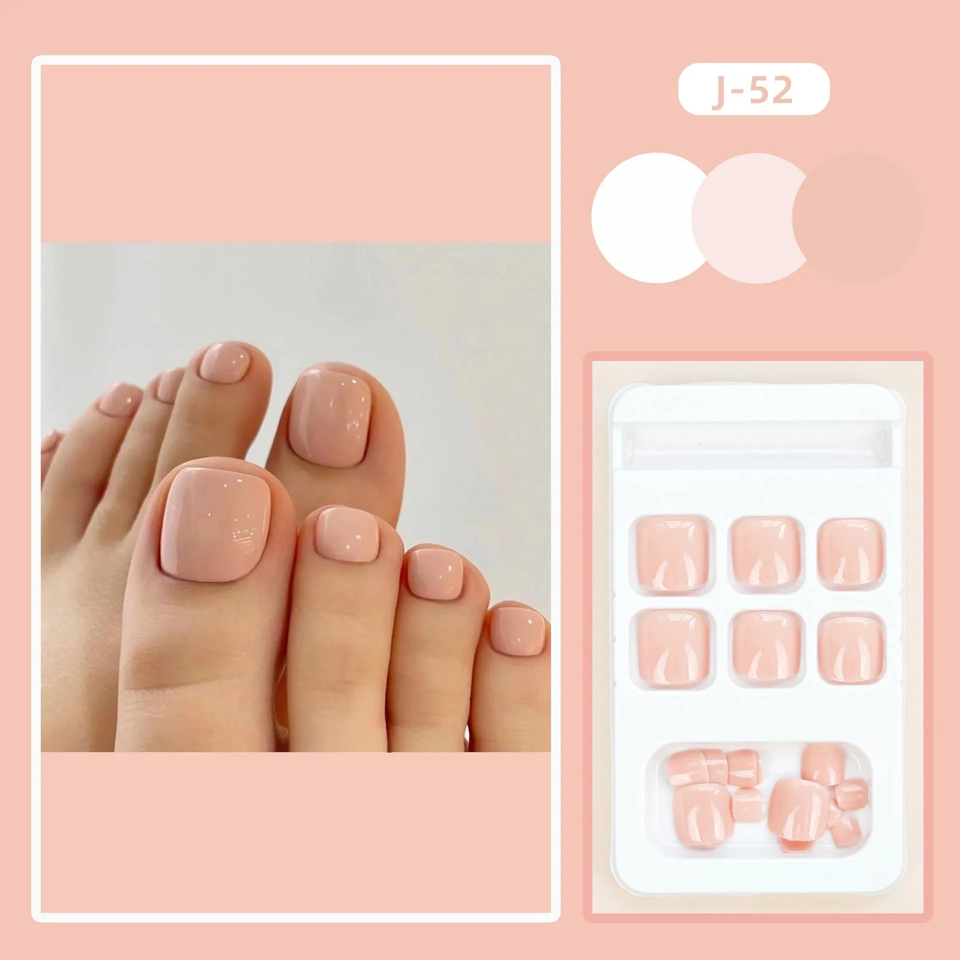 Finished plastic toenail stickers in skin colour with adhesive glue for fashion nail decoration