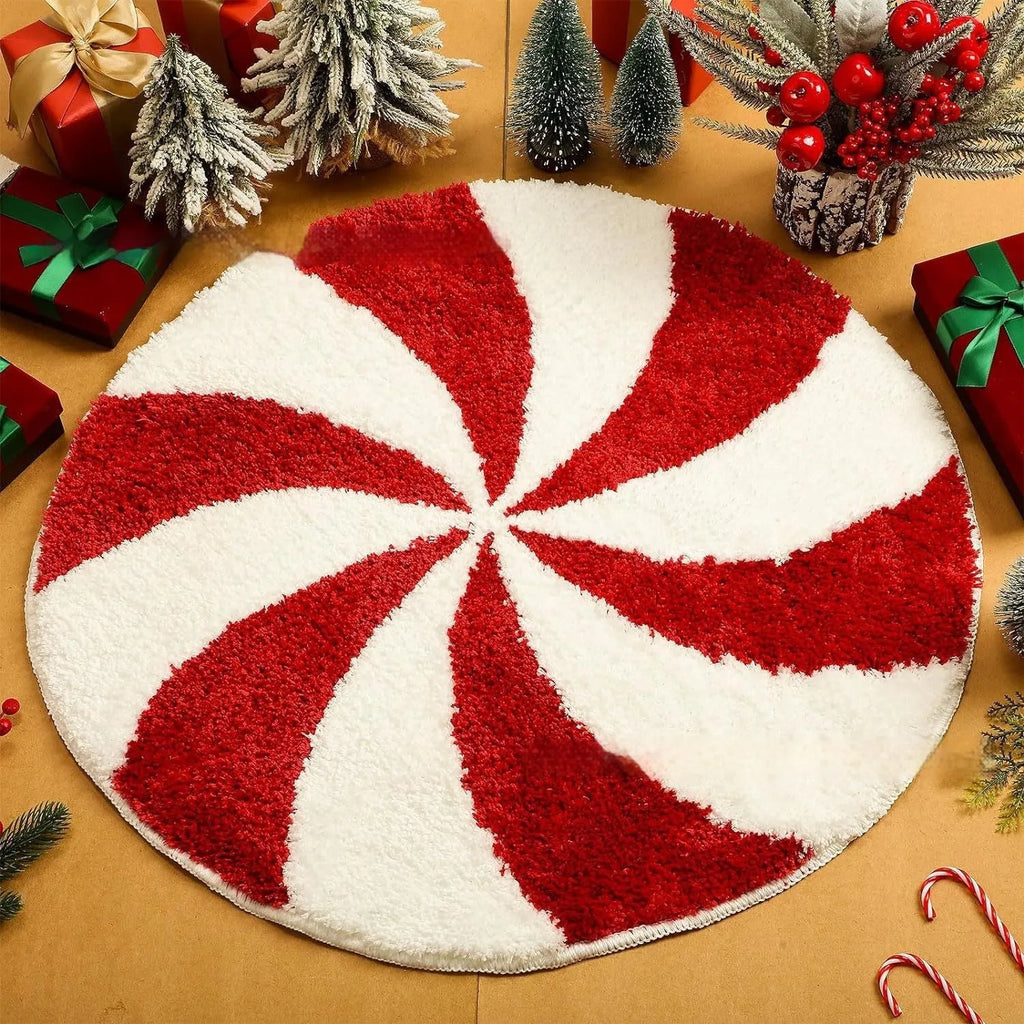 Christmas polyester carpet with printed round pad design in square format