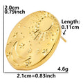 Stainless steel geometry shell pattern stud earrings with gold electroplated finish
