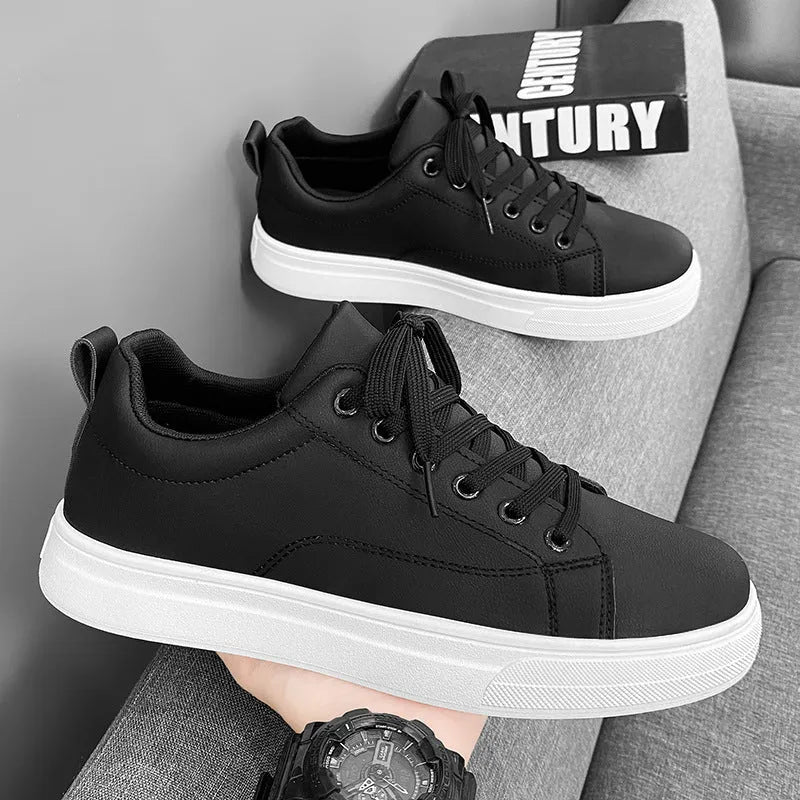 Men's Korean-style low-top sneakers in three colour options with round toe and flat rubber sole