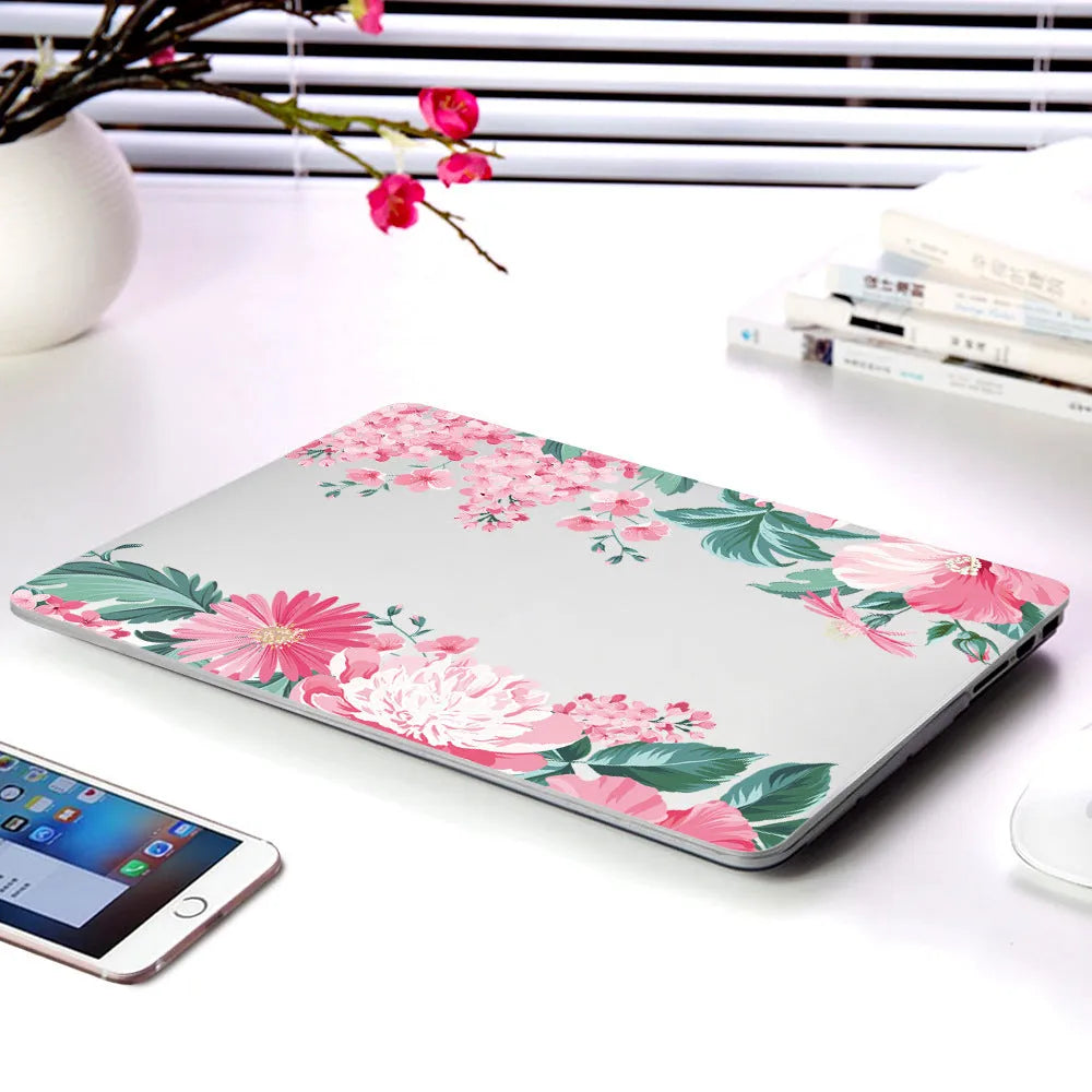 Plastic laptop protective shell with floral pattern design for Apple MacBook 11air and 12retina models