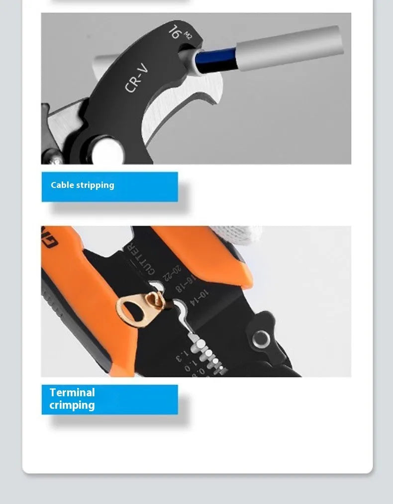 Automatic wire stripping pliers with high-carbon steel blades for electrical work