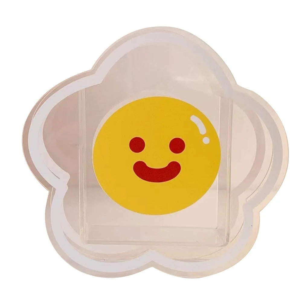 Square transparent acrylic storage box with cartoon animal design for stationery organisation