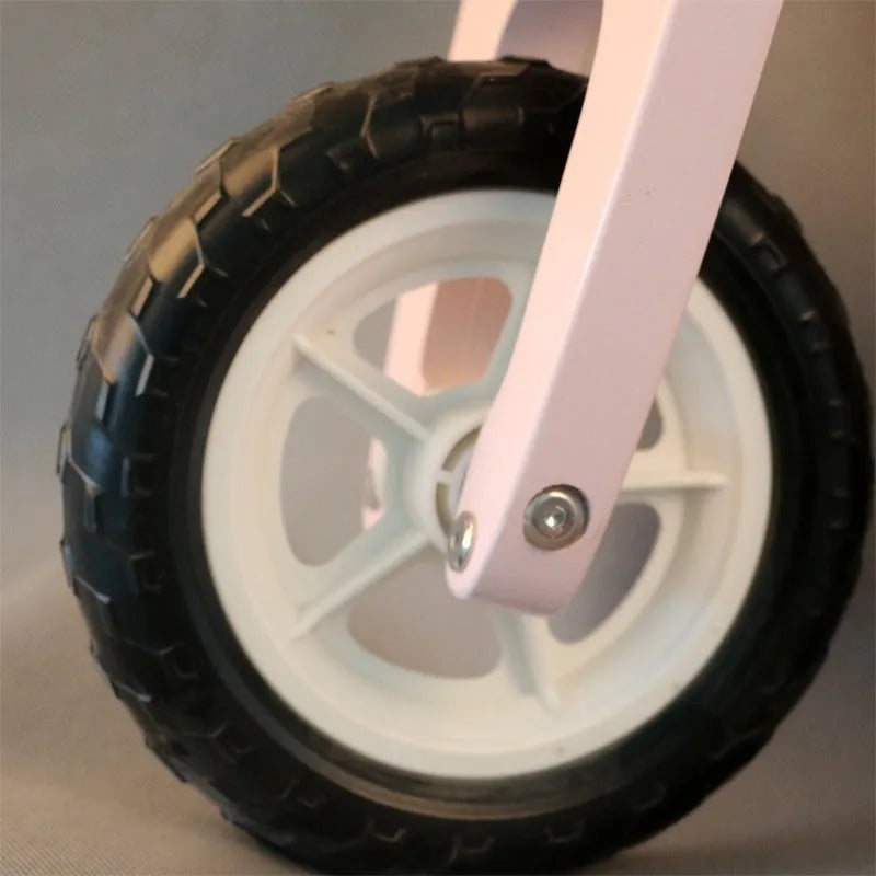 Pink wooden toddler balance scooter for ages 1-6 years, 10 inches