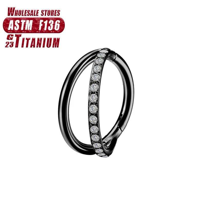 Titanium alloy fork nose ring body jewellery in silver, gold, black, rose gold and colourful finishes