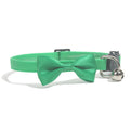 Adjustable nylon cat collar with decorative bow and bell in multiple colour options