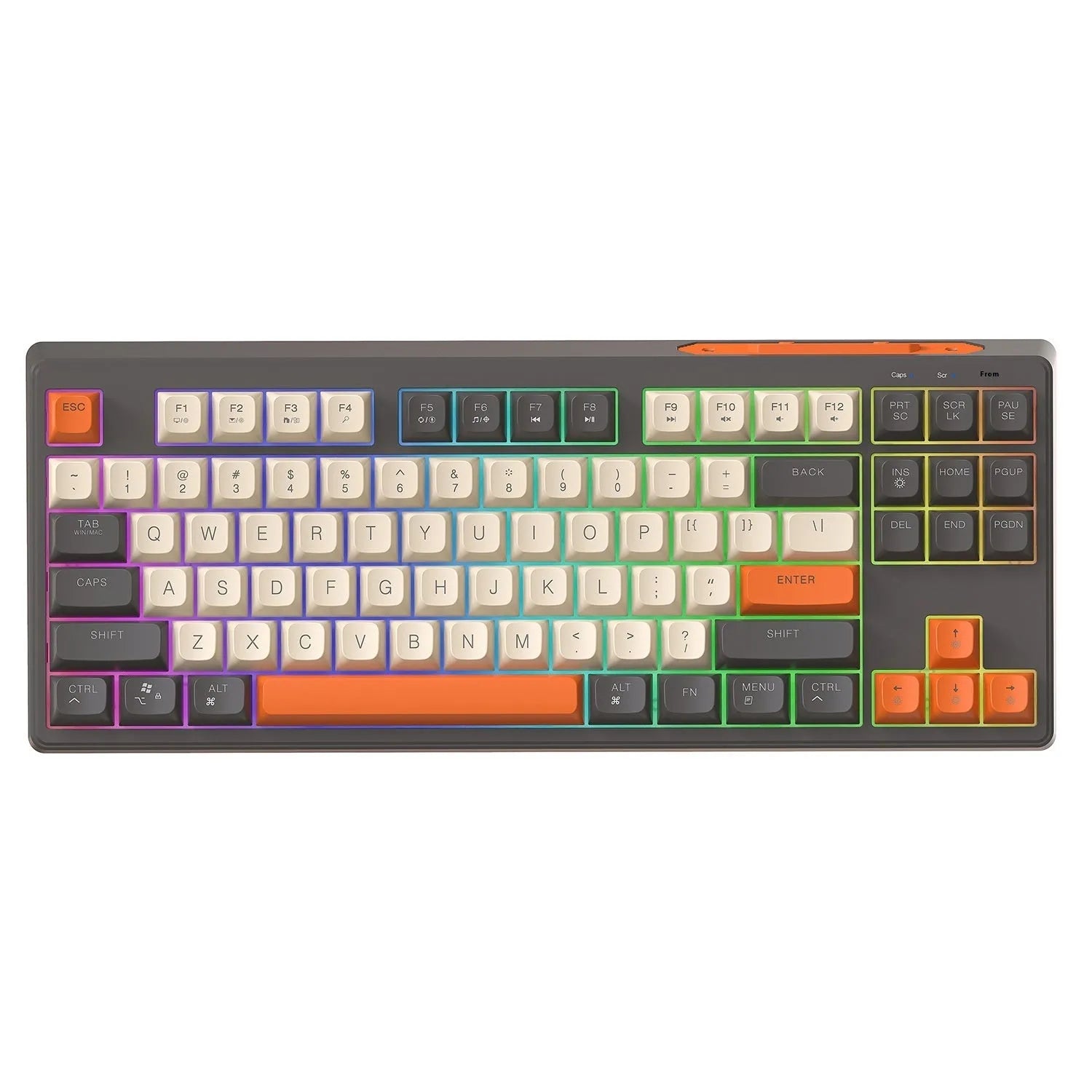 Wireless Bluetooth dual-mode mechanical feel keyboard in blueberry, cheese, coffee, and shimmer colour options