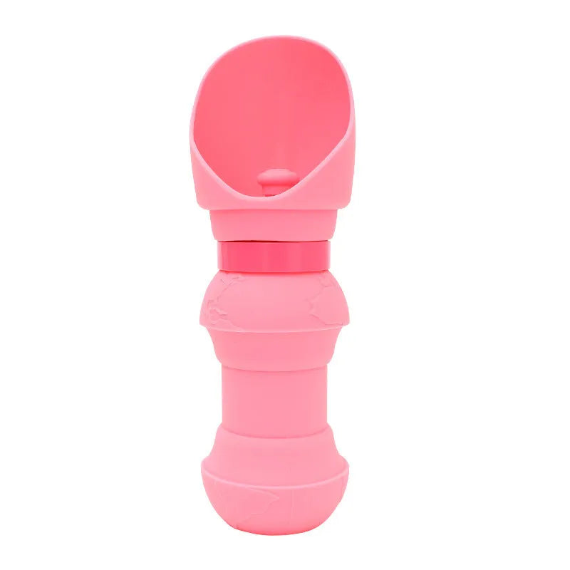 Silicone pet folding cup shown open as a water bowl and collapsed flat for storage.